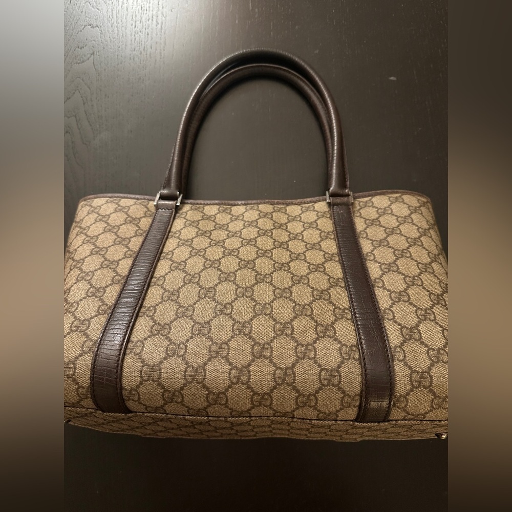 Gucci GG Supreme Canvas Tote Brown | Leather Trim | Authentic w COA - Picture 3 of 14